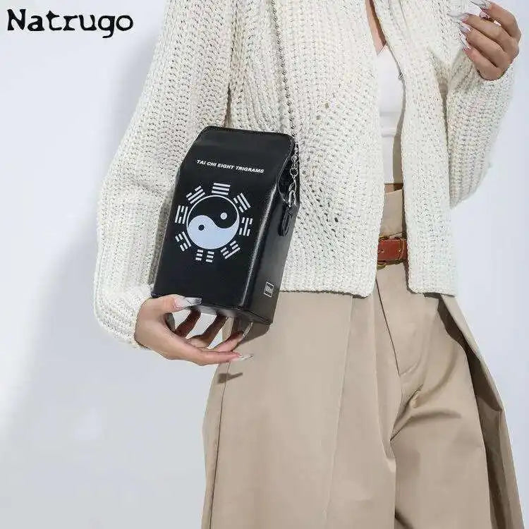 Printed Graffiti Small Square Bag Fashion Cool Crossbody Bag Funny Box Shoulder Bag For Girls Good Vibrations