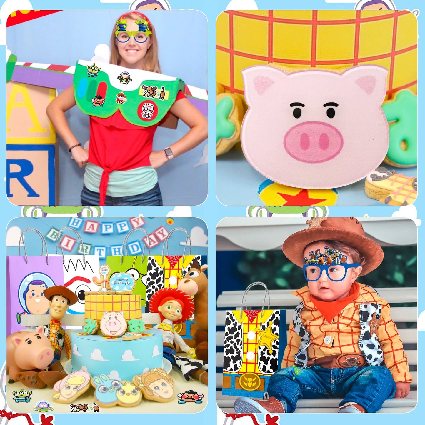 Cartoon Party Favors for Kids, 50pcs Cartoon Birthday Party Favors Set- Cartoon Goodie Bags Key Chains Stickers Photo Props etc Good Vibrations