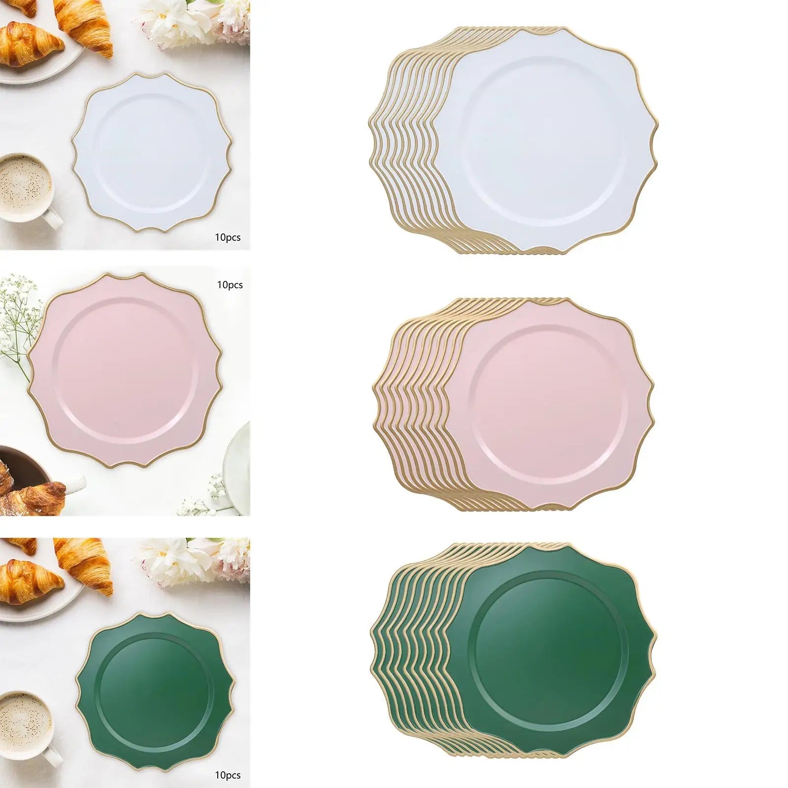 10Pcs Serving Plates, Lightweight Plates Kitchen Plates Dinner Plates for Events Farmhouse Party Wedding Decoration Good Vibrations
