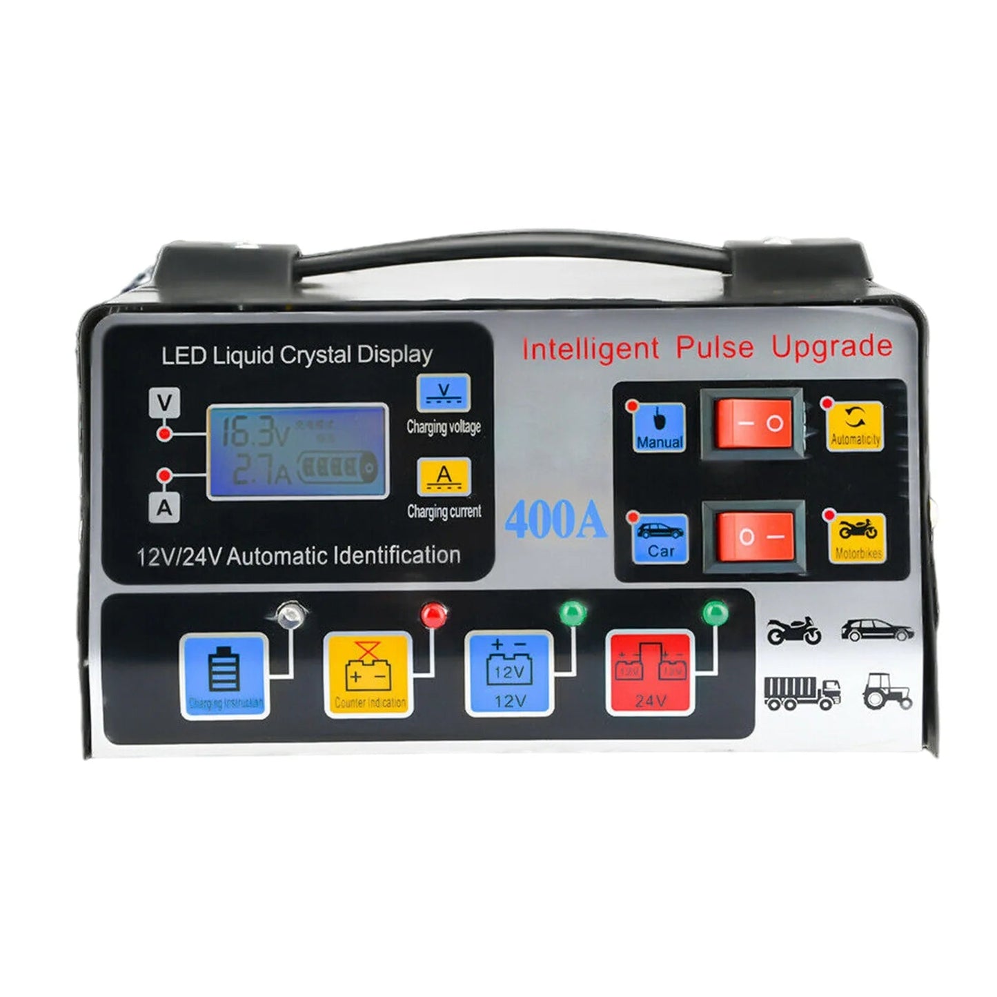 Metal Car Battery Charger 12V24V 220W Full Automatic Car Battery Charger Repair Battery Charger High Power Fast Charger Good Vibrations