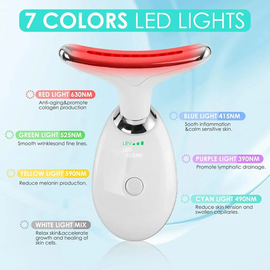 Facial Massager Red Light Beauty Device for Face and Neck Face Sculpting Wand with 7 Color LED Photon Skin Care Tool Ideal Gift Good Vibrations