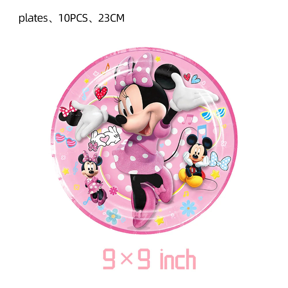 Minnie Mouse Birthday Decoration Disposable Cups Plates Tablecloth Cake Latex Balloon Baby Shower Kids Girls Party Supplies Good Vibrations