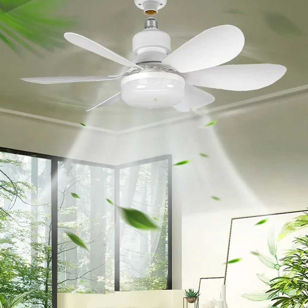 Socket Fan Light Ceiling Fans with Lights and Remote Control,Dimmable LED Ceiling Fan for Room,Bedroom,Living Room,Garage,Kitche