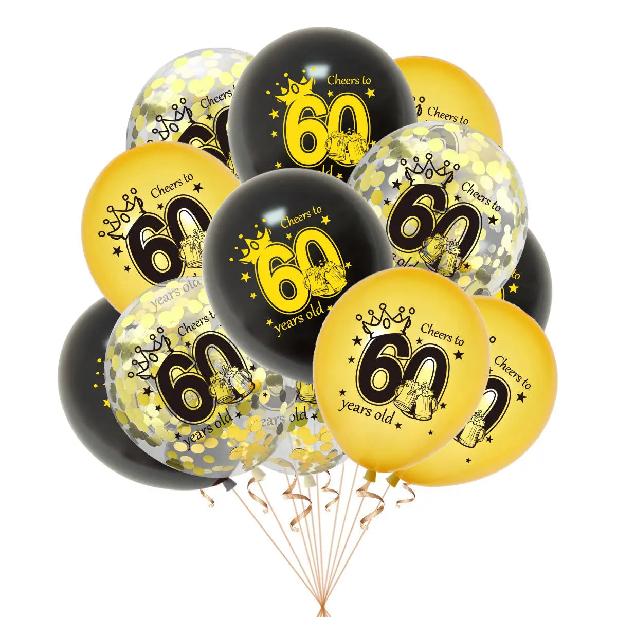 12pcs Happy Birthday Party Balloons 30th 40th 50th 60th Birthday Party Black Gold Latex Balloons Adult Birthday Party Decoration Good Vibrations