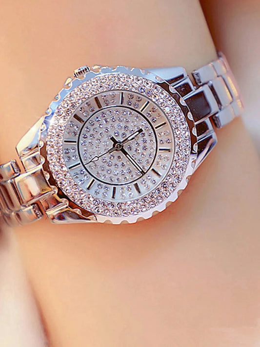 New Women Quartz Steel Belt Bracelet Watch Set Good Vibrations