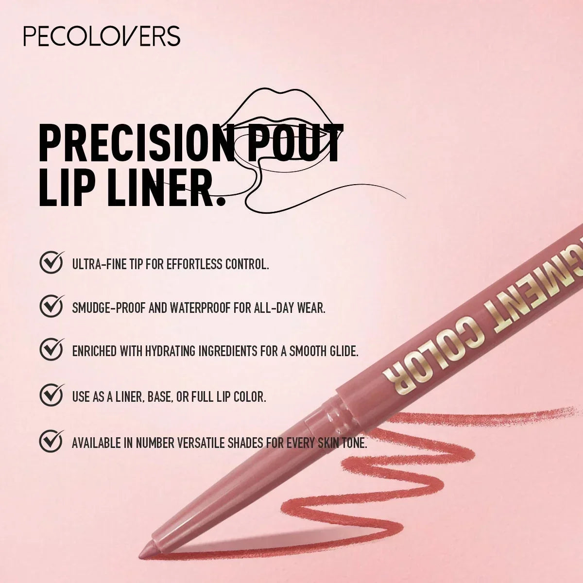 1PC Matte Lip Liner, Waterproof, Easy To Color, Durable, Three-dimensional Lips, Long-lasting, Women's Gift Good Vibrations