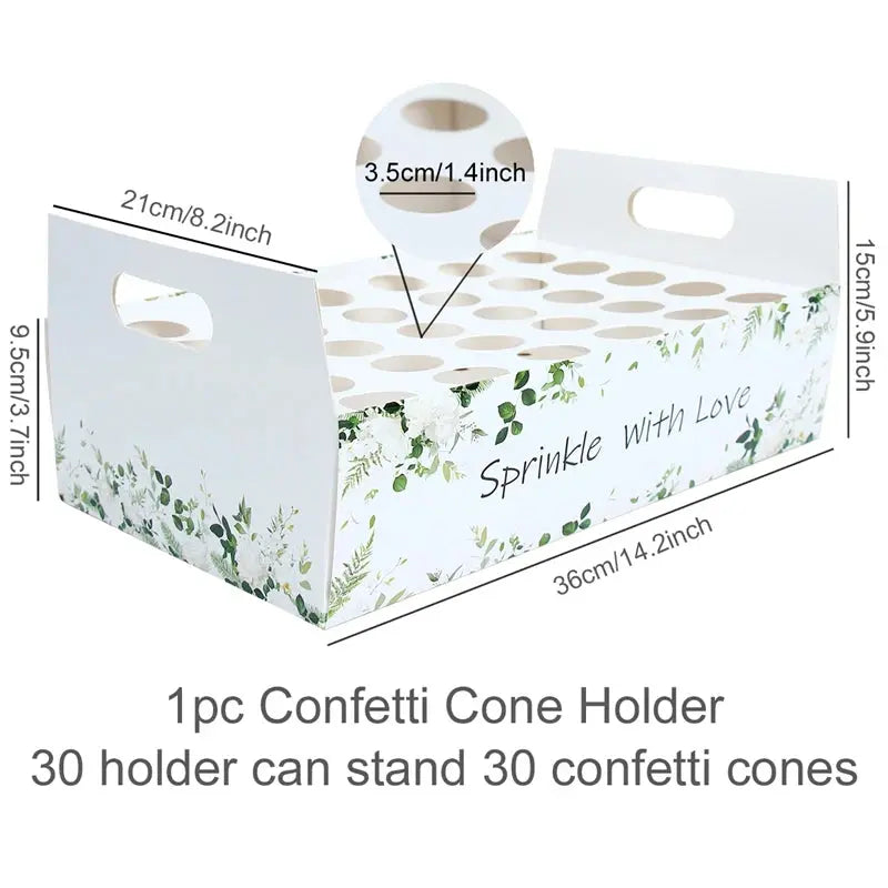 Kraft Paper Wedding Tray Confetti Cone Stand Box Tray Rustic Wedding Decoration Wedding Confetti Cones Wedding Cones Set supply Good Vibrations