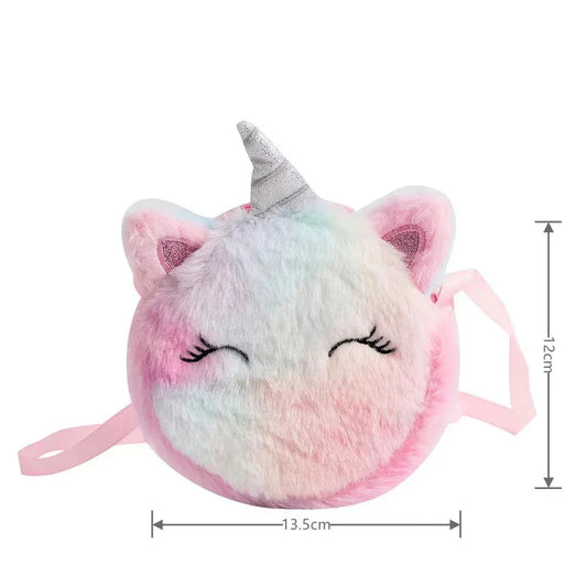 Kids Fashion Plush Shoulder Bag Cute Cartoon Unicorn Wallet Girls Handbag Baby Accessories Good Vibrations
