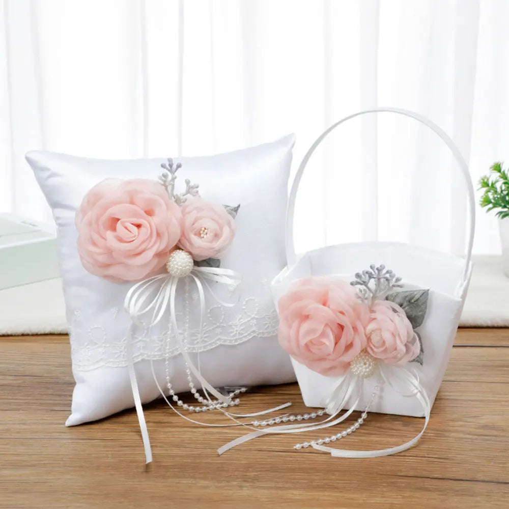 Portable Wedding Flower Basket Home Organizers Ring Pillow Flowerpot With Handle White Romantic Party Decoration Photo Prop Good Vibrations