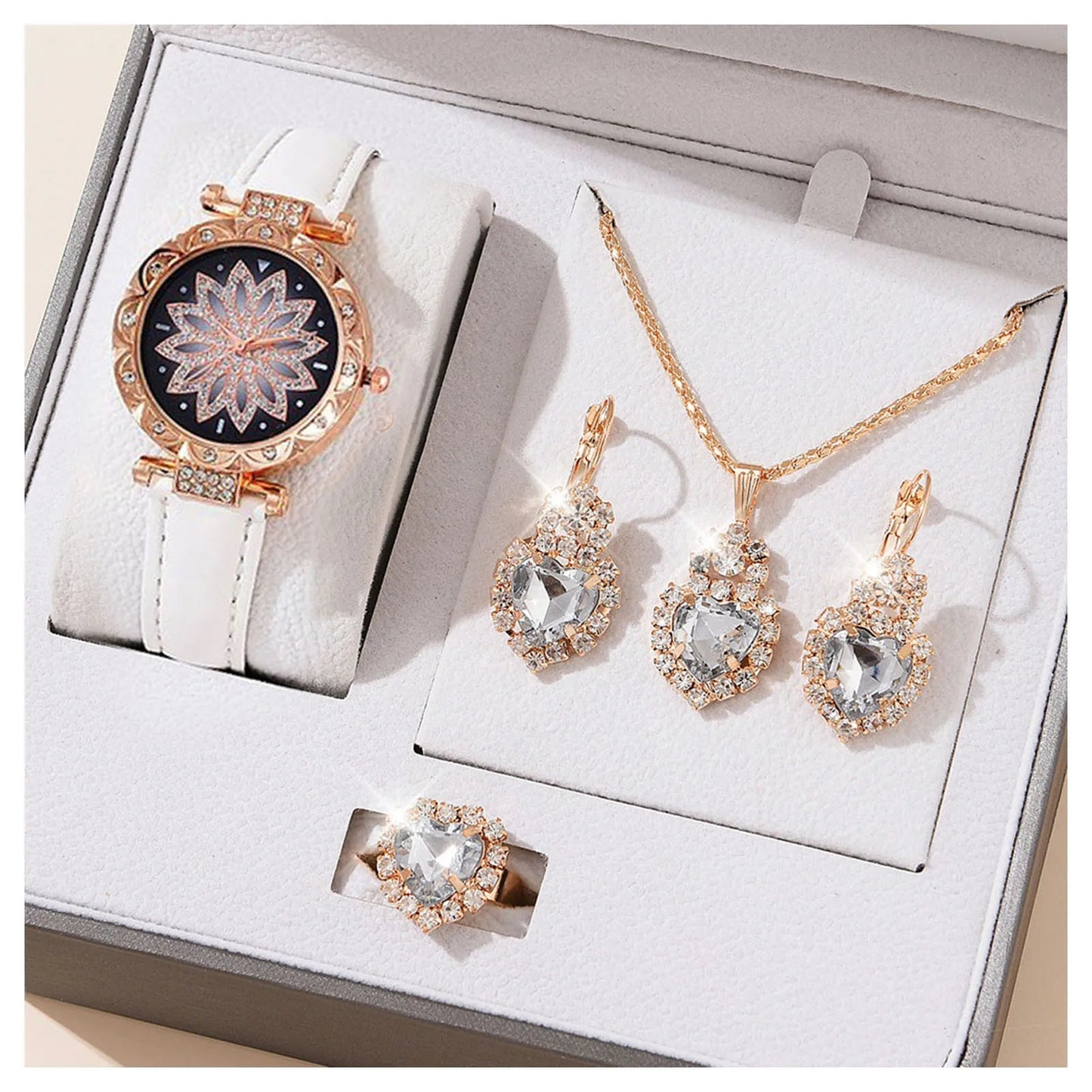 Watches Sets Gifts for Women Crystal Bling Wristwatch Jewelry Kit Gift for Mom Wife Girlfriend Good Vibrations Adult Super Store