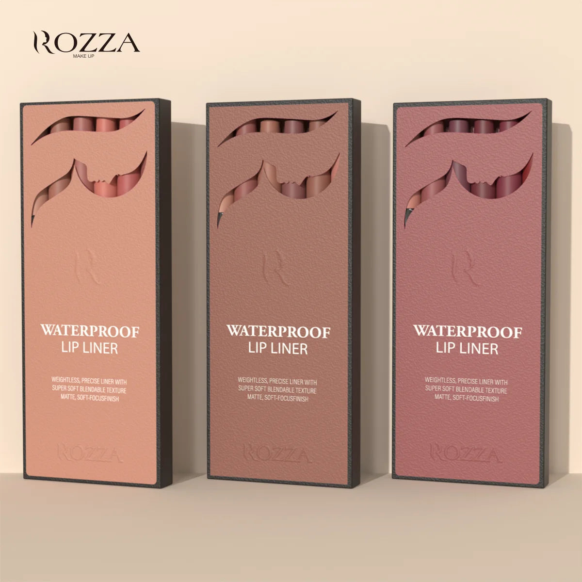 Rozza Waterproof Lip Liner Pencil Set, Weightless Precise Liner with Super Soft Blendable Texture Matte Soft Good Vibrations