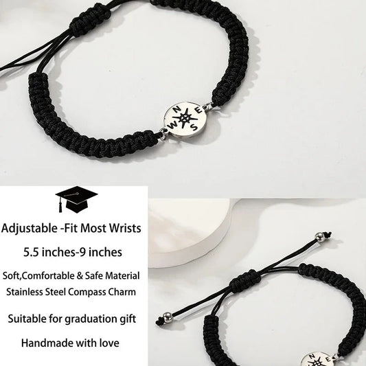 Graduation Gifts for Her Him Adjustable Compass Bracelet Class of 2025 Graduation Gifts for Women Men graduation bracelets Good Vibrations Adult Super Store