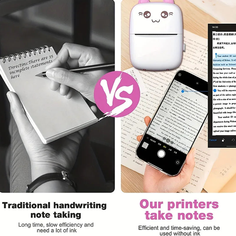 Mini HD Portable Label Thermal Printer Endurance Bluetooth Printer for Student Error Title Note Wrong Pocket Inkless Printing Good Vibrations