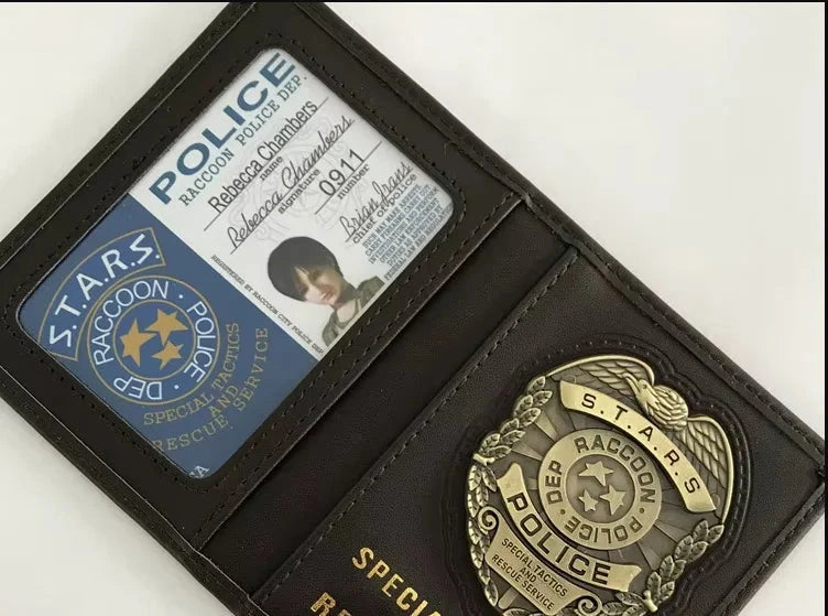 Game Leon Scott Kennedy Metal badge wallet RE4 Ada wong Chris Redfield Rebecca Customized game wallet Cosplay accessories Good Vibrations