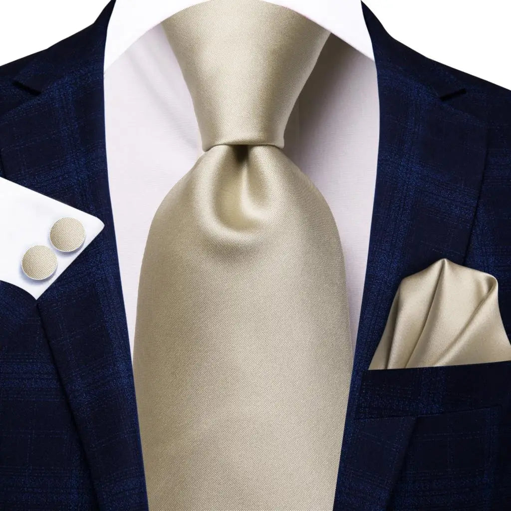 Men's Ties White Sliver Hanky Cufflinks Set Silk Neck ties For Men Wedding Party Business Mens Tie 2022 New Fashion Brand Hi-Tie Good Vibrations