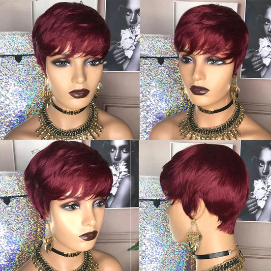 Short Hair Wigs, Pixie Cuts Wigs, Short Straight Black Ladies Wigs Synthetic Short Wigs For Black Women African American Women Good Vibrations