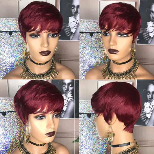 Short Hair Wigs, Pixie Cuts Wigs, Short Straight Black Ladies Wigs Synthetic Short Wigs For Black Women African American Women Good Vibrations