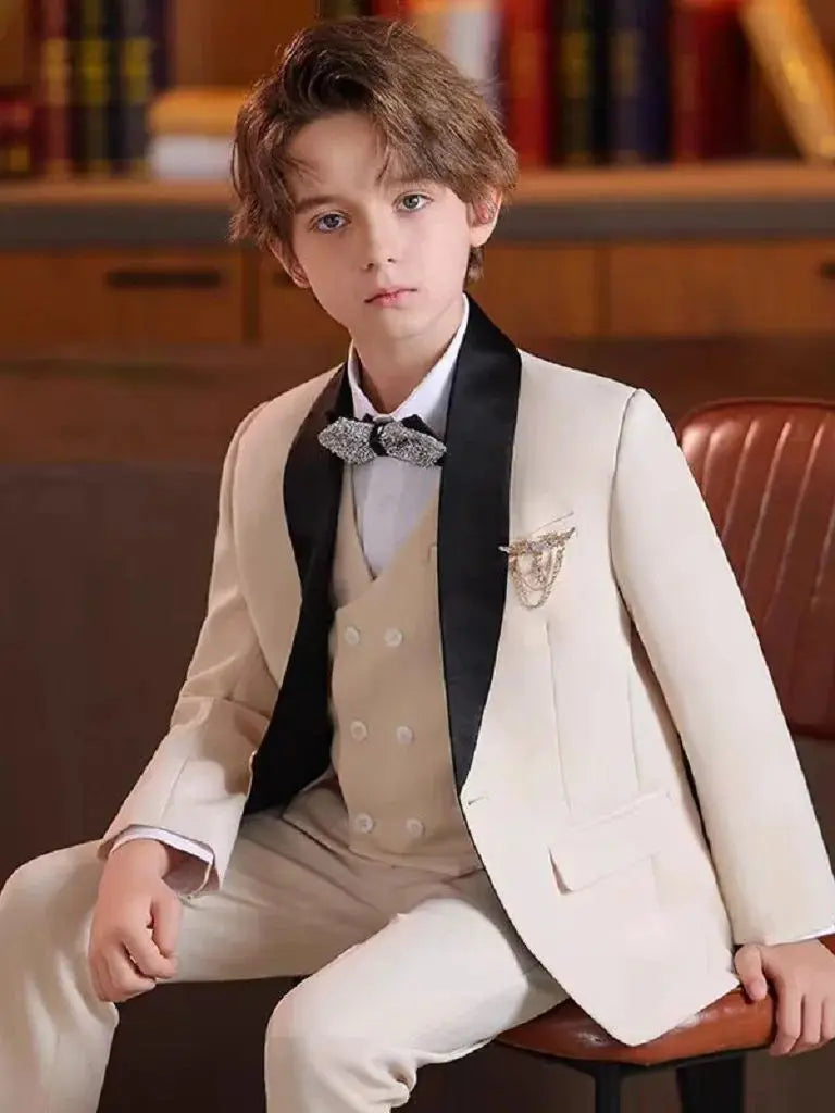 Classic Boy's Suit Set Sequin Suit Jacket Vest Pants Set Tuxedo For Boys Flower Boy Mini Suit Evening Party Wedding Suit For Boy Good Vibrations