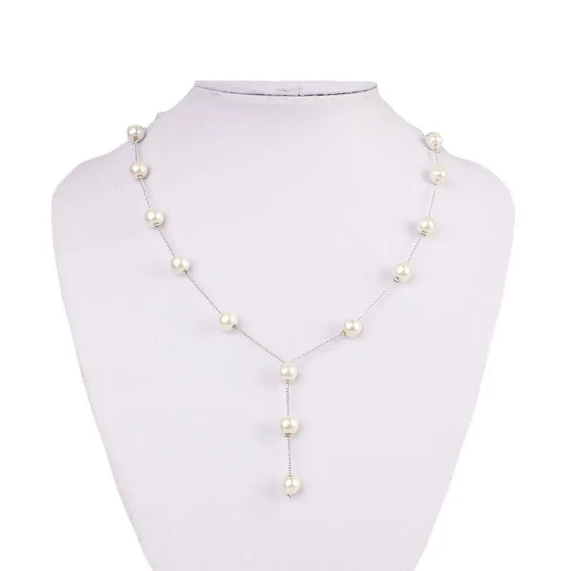 4pcs Gold-color Necklace Earring Bracelet Set Ladies Elegant Imitation-Pearls Collection Temperament Tassel Jewelry Good Vibrations Adult Super Store