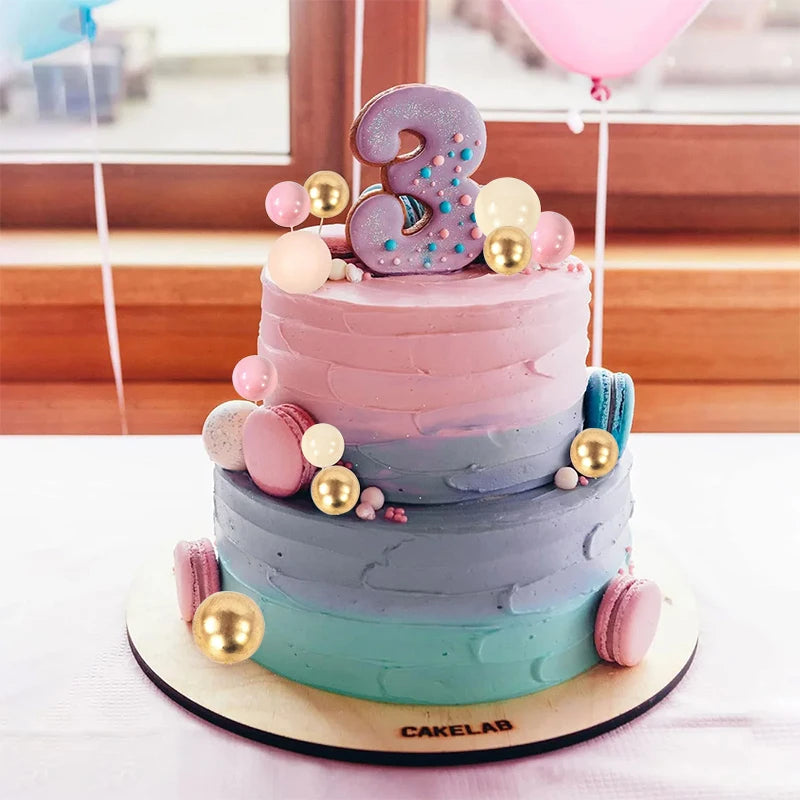 32Pcs/set Ball Cake Toppers Pink Gold Pearl Balls Cupcake Topper Flags for Kids Birthday Party Wedding Decorations Baby Shower Good Vibrations