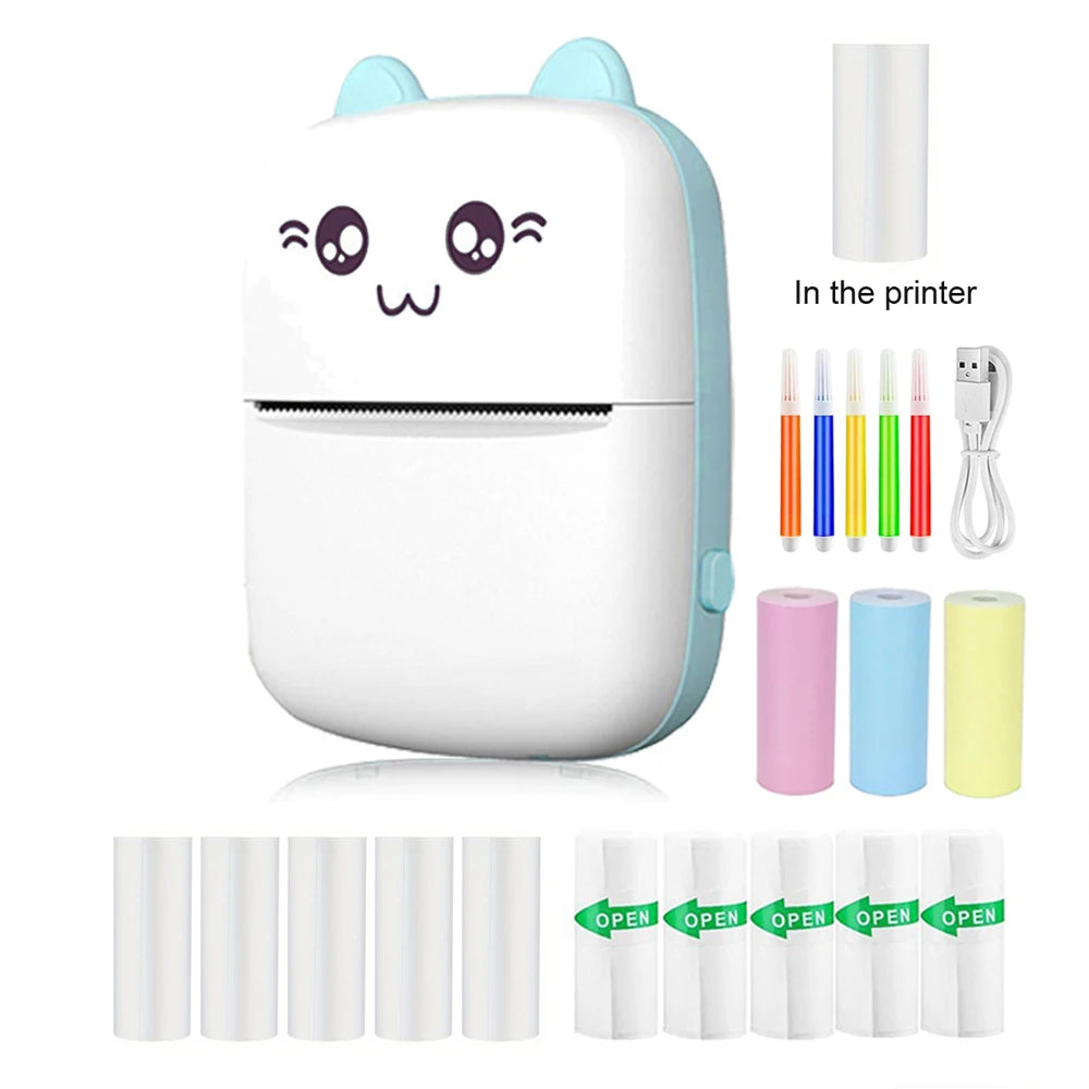 Mini HD Portable Label Thermal Printer Endurance Bluetooth Printer for Student Error Title Note Wrong Pocket Inkless Printing Good Vibrations