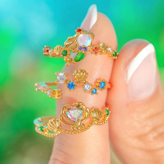 New ins Cute Colorful Zircon Princess Ring For Women Girl Fashion Vintage Heart Zircon Animal Adjustable Rings Jewelry Gift Good Vibrations