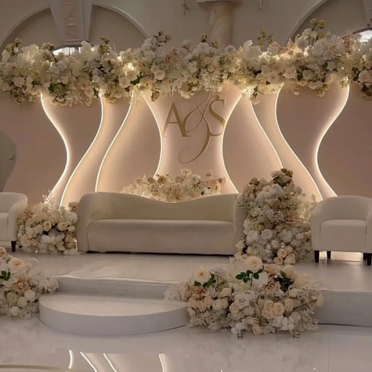 Fancy Party Decorations 3D Carving Customized Color Backdrop Stand Display Wedding Mariage Stage Event Good Vibrations