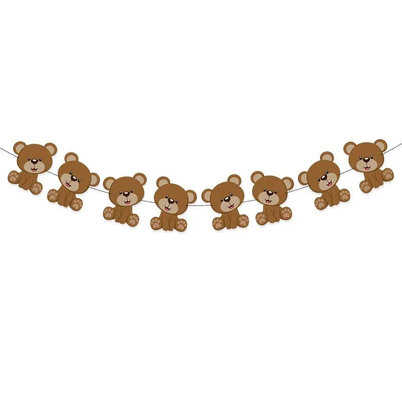 Baby shower Teddy Bear Birthday Party Plates Cup Tableware Kids 1st Birthday Party Decor Teddy Bear Balloon Birthday Party decor