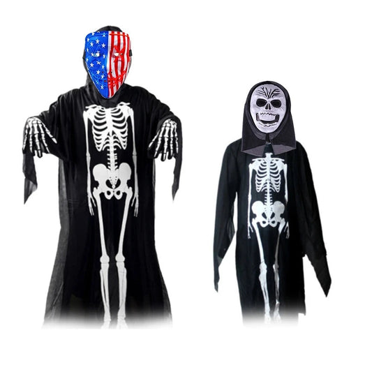 scary halloween costumes adults fantasia cosplay masque LED scream ghost horror mask children black skeleton costume suit Good Vibrations