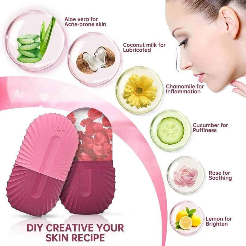 Ice Face Roller Ice Cube Beauty Massage Silicone Ice Mold For Eye Puffiness Ice Facial Roller Shrink Pores Good Vibrations
