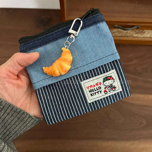 Sanrio Hello Kitty Cartoon Cowboy Pocket Bag Creative Anime Periphery Cosmetics Storage Cute and portable holiday gift for Girl Good Vibrations