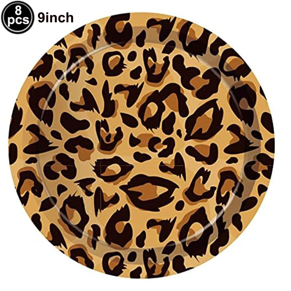 Jungle Animal Print Party Paper Plates Tiger Giraffe Leopard Disposable Plate Kids Birthday Decor Safari Themed Party Supplies Good Vibrations