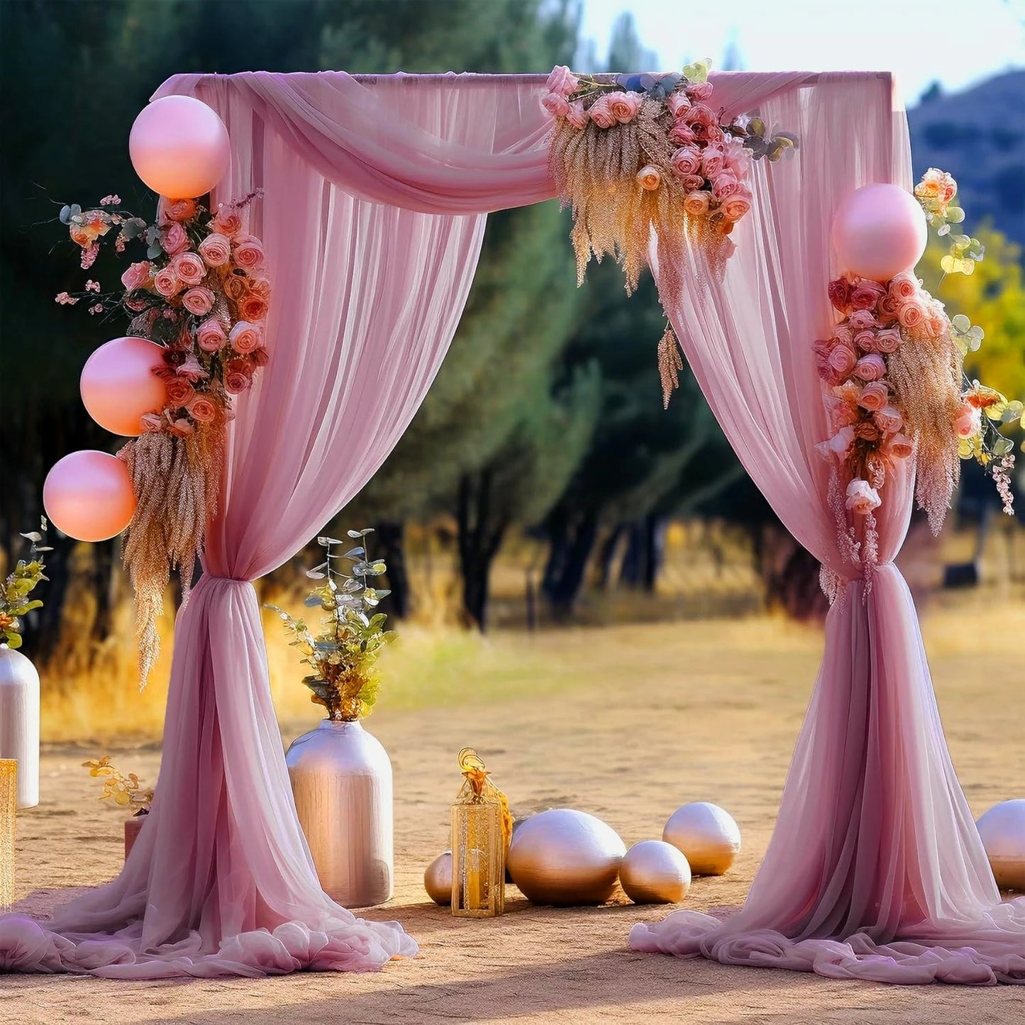 Wedding Arch Draping Fabric for Ceremony Reception Arch Decorations Chiffon Sheer Fabric Backdrop Curtains Party Bridal Shower Good Vibrations