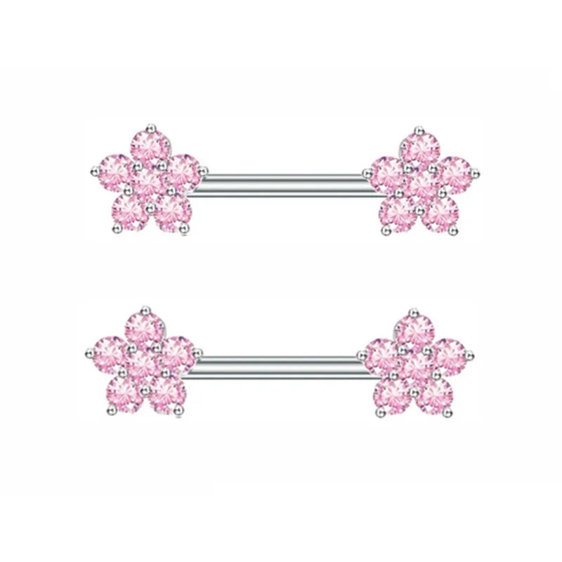 1Pair Pink Butterfly Nipple Piercing Jewelry Shiny Crystal Nipple Rings For Women Girls Heart Nipple Barbells Piercing Pezon Good Vibrations Adult Super Store