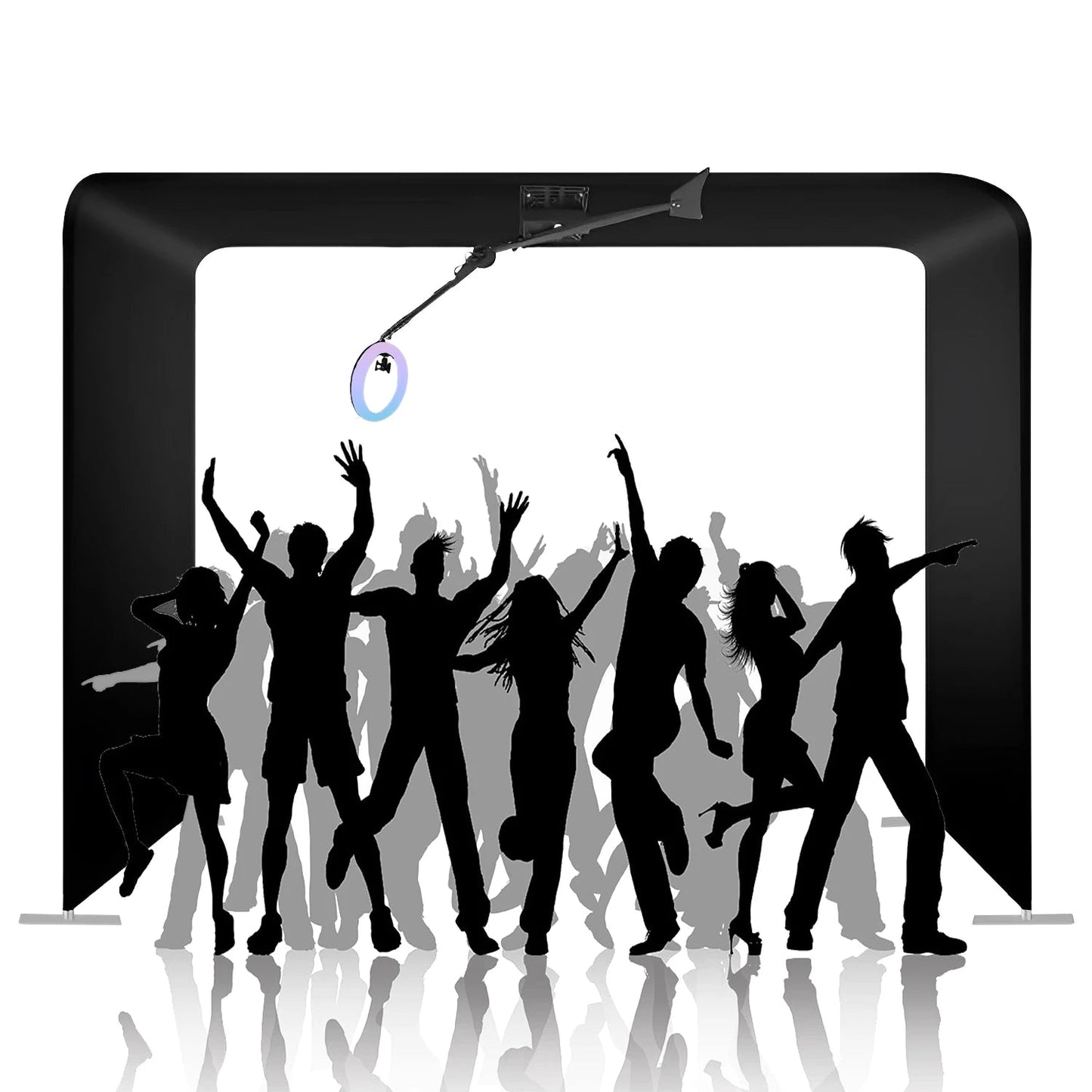7-15ppl Portable photo booth 360 selfie overhead 360 photo booth automatic with ring light,Free Logo,for parties wedding event Good Vibrations