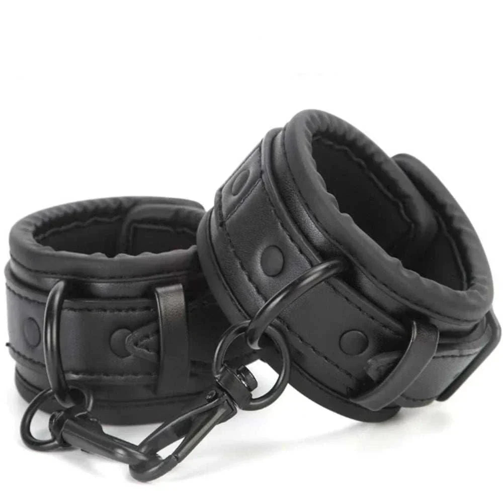 SM Erotic Leather Handcuffs Footcuffs for Bondage and Bdsm Play