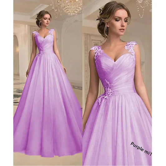 Spring Summer New Style Women's Dress V-Neck Fashion Mesh Sleeveless Long Gown Full-Length Skirt High Collar Empire Waist Good Vibrations