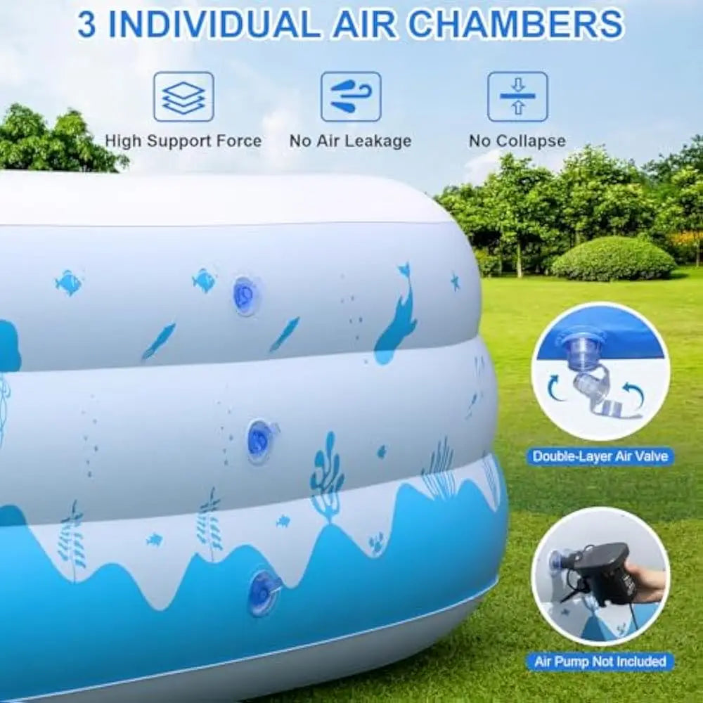 Pool with Lights - 145'' X 74'' X 22'', Thickened Blow Up Pool with Seats & Backrest for Adults, 7 Color Big Swimming Pool Good Vibrations