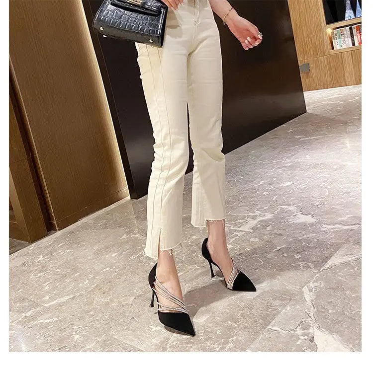 Women Evening Party High Heels New Pumps Elegant Ladies Pointed To Black Strappy Stripper Shoes for Women Good Vibrations