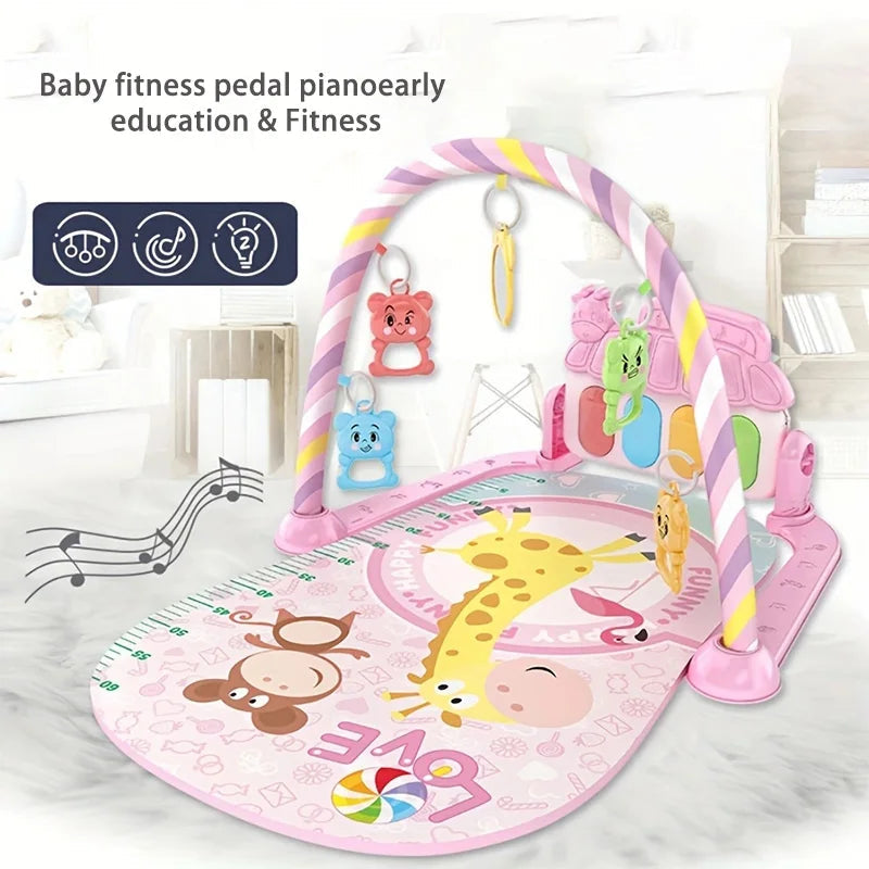 Baby fitness stand toy, newborn baby music, pedal piano, crawling mat, baby toy Good Vibrations