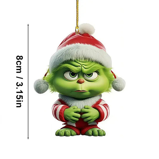Creative Grinch Christmas Tree Decoration Green Hanging Ornament Cartoon Pendants Craft Holiday Thanksgiving Home Party Birthday Good Vibrations
