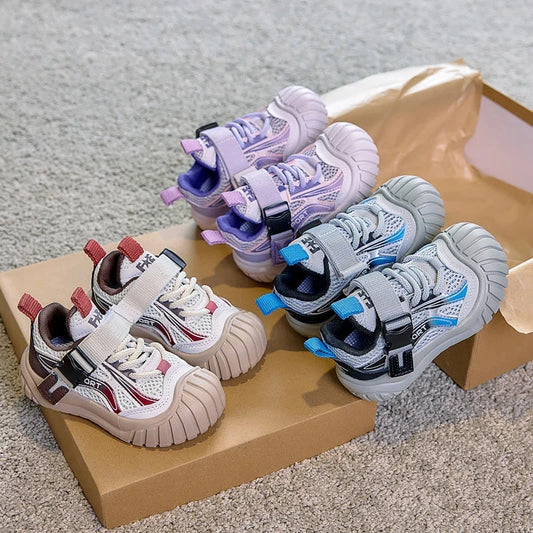 2025 New Fashion Boys Girls Tennis Shoes Toes Capped Comfortable Kids Sneakers Mesh Breathable Children Sports Shoes Trendy Good Vibrations