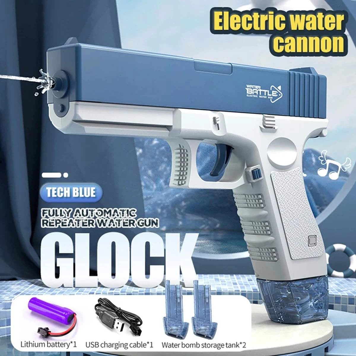 Electric Water Gun Rechargeable Automatic & Manual Spray Gun Capacity Range Up to 32 FT Range for Adults & Kids Good Vibrations