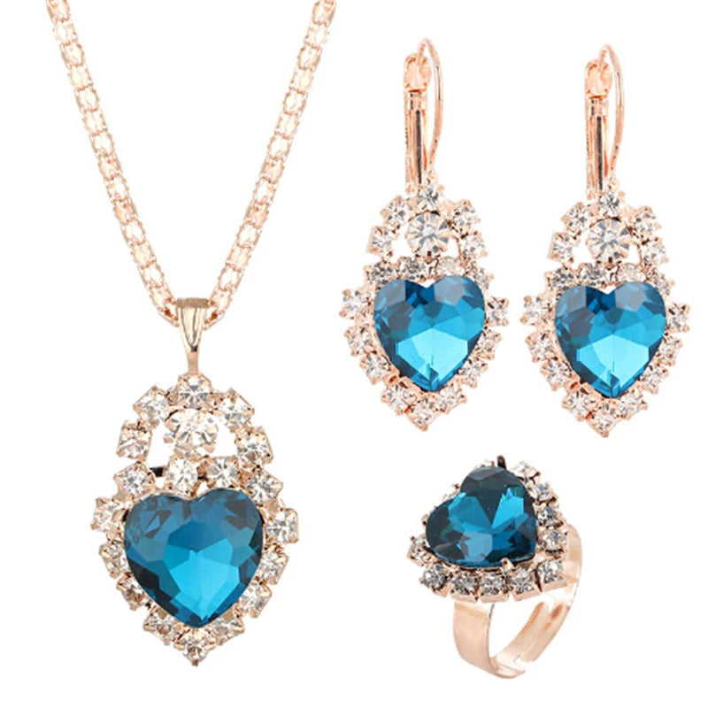 Jewelry Sets Women Wedding Jewelry Set for Brides Gold-Color Zirconia Earring Pendant Necklace Ring Sets Good Vibrations Adult Super Store