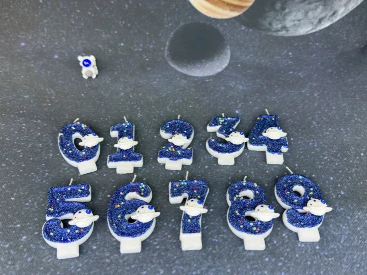 Number Birthday Candles Cake Party Decoration Birthday Candles Planet Universe Blue Boys and Girls Number0-9 Star Blue Party