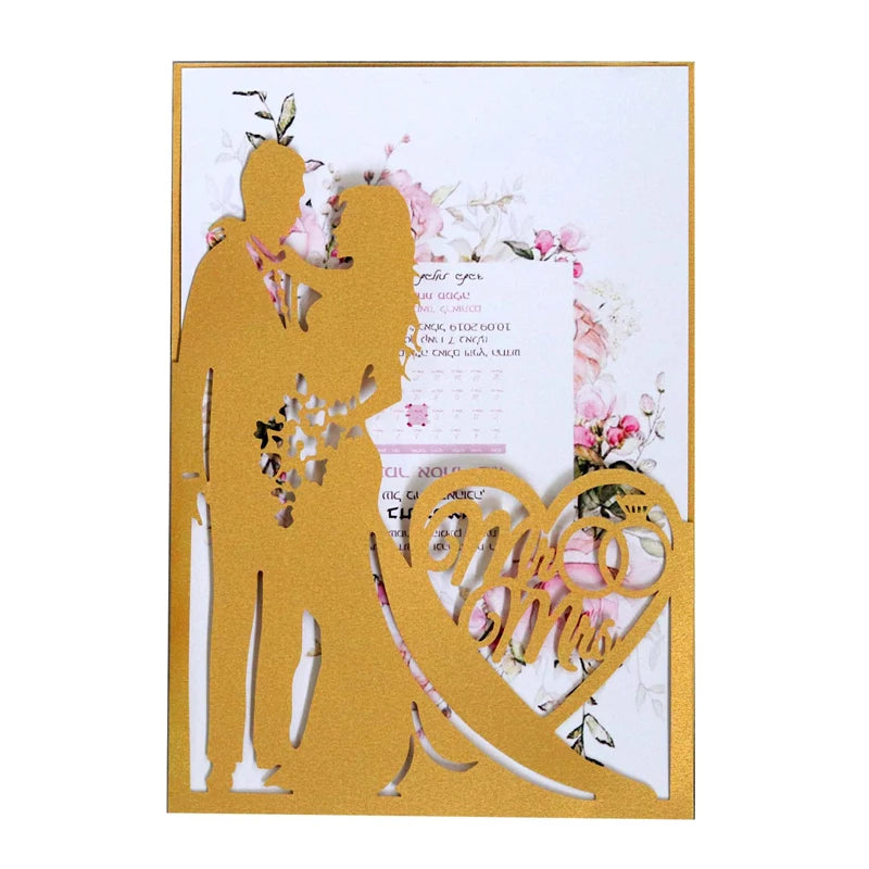 25 Pieces 250gsm Strong Pink Pearly Paper Wedding Invitations Personalized Print Bride Groom Engagement Invite Card IC155 Good Vibrations