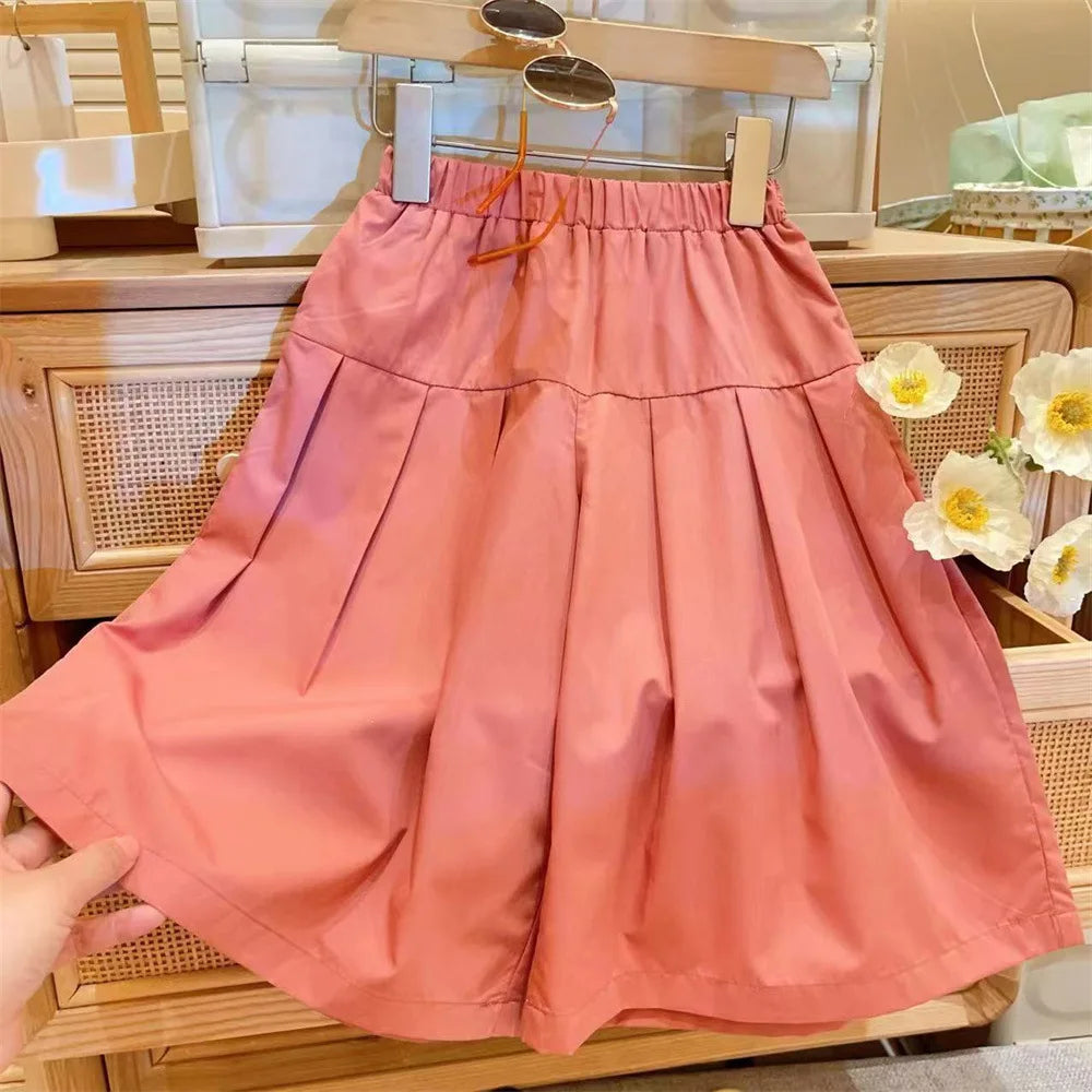 Girls Clothing Sets 2024 Summer New Children's Wear Ladies Style Fashion Floral Sleeveless Vest Top+wide Leg Skirt Pants 2-7Y Good Vibrations
