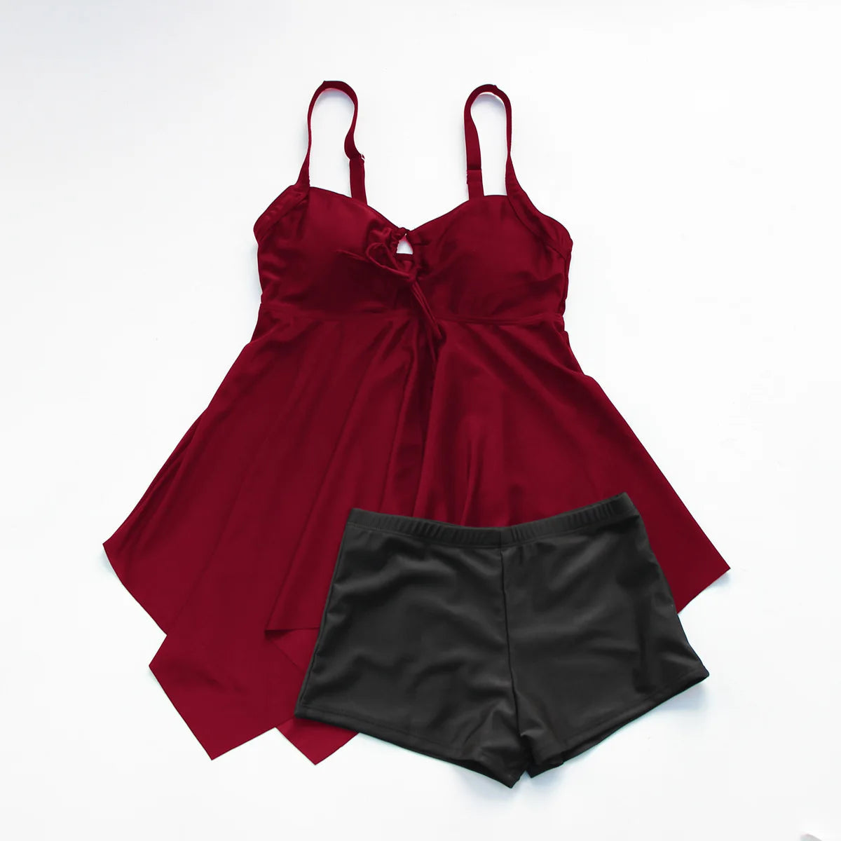 Two-Piece Swimsuit for Women, Plus Size, Full Belly, Shorts, Fat Swimwear Good Vibrations