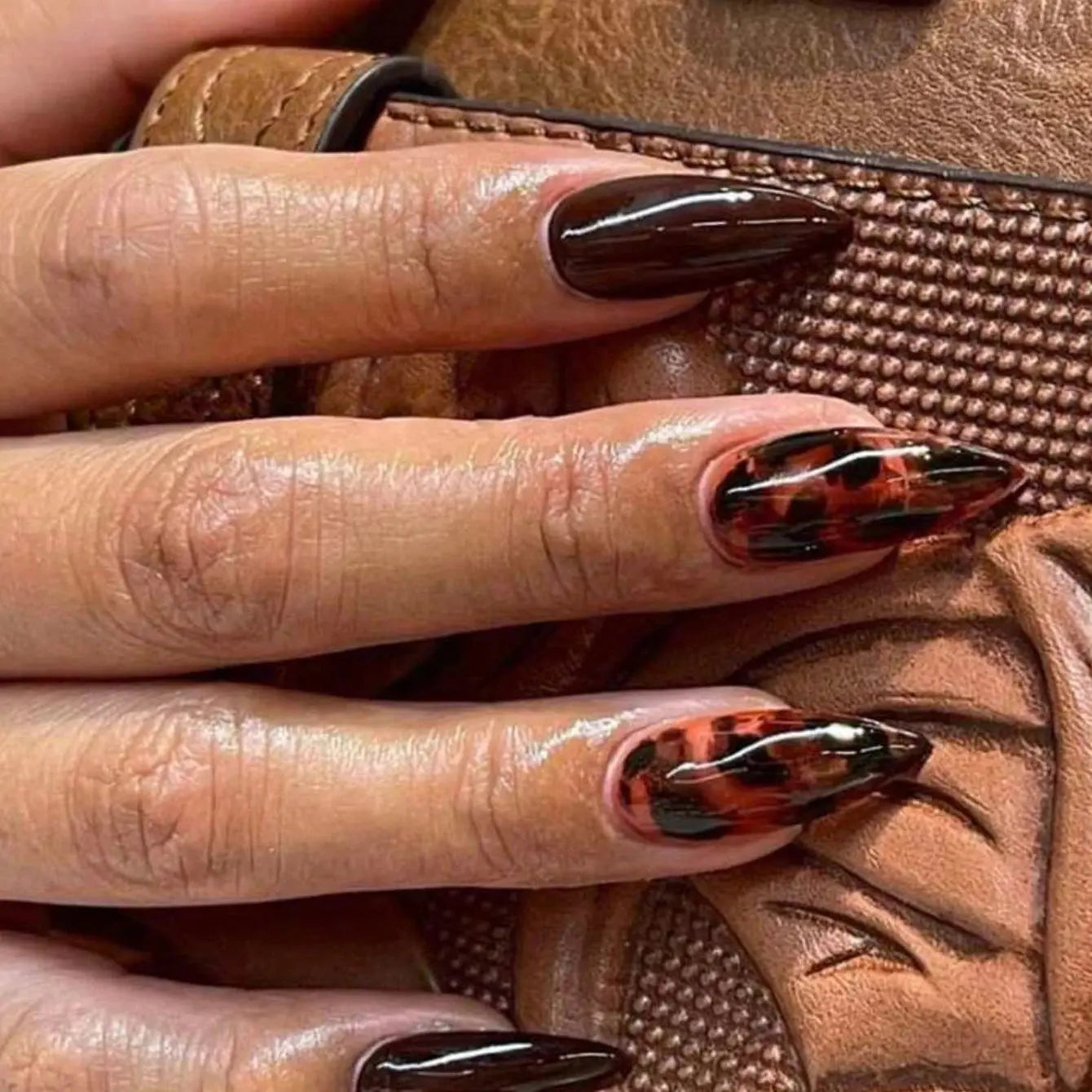 24PCS Of Halloween Nails Art Featuring Long French Square Ballet Fake Nails Funny Scarecrow Designs Gifts for women and girls Good Vibrations