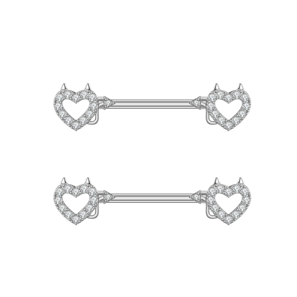A Pair Cute Heart Dangled Nipple Piercings Barbell for Women Pink Color Moon Butterfly Shaped Sexy Nipple Rings Shield Bar Sets Good Vibrations Adult Super Store